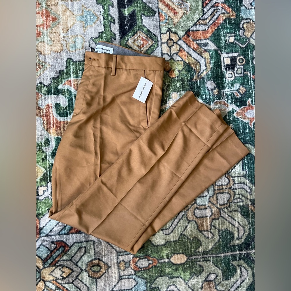 NWT Amazon Essentials Tan Dress Pants